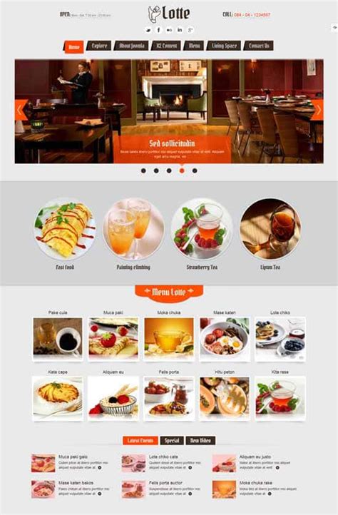 Top Ten Joomla Templates for Restaurant and Café Website