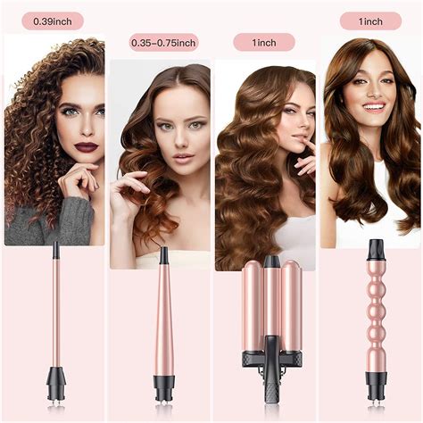 Curling Iron Set 6 in 1 Curling Wand with 1'' inch Hair Waver Hair ...