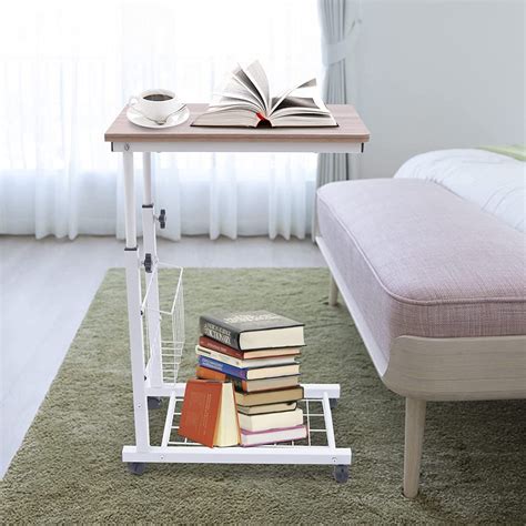 1X Desk Adjustable Bedside Sofa Side Table Wheels Hospital Overbed ...