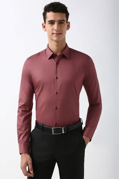 Buy Men Maroon Slim Fit Full Sleeves Formal Shirt Online - 39704009 ...