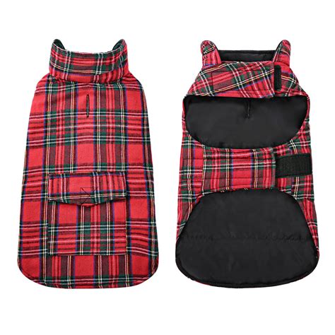 KAMA BRIDAL Plaid Dog Fleece Vest, Reversible Warm Dog Clothes, Winter ...
