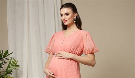 Maternity Casual Midi Dress- Orange