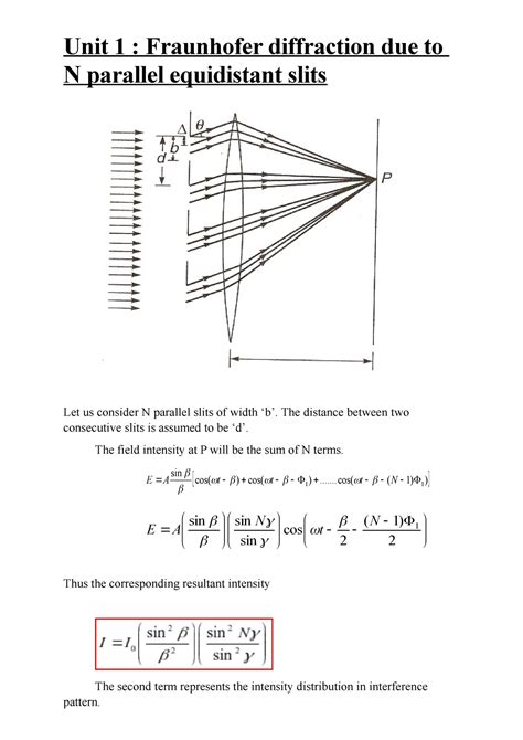 Unit 1 - Part 3 - Summary Applied Physics I - Unit 1 : Fraunhofer ...