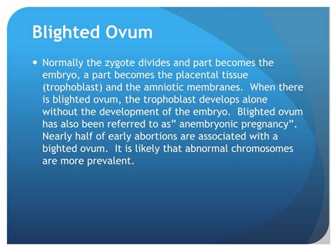 Blighted Ovum Miscarriage Process