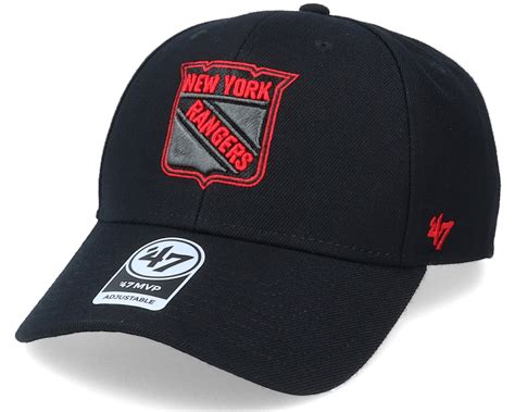 New York Rangers Mvp Black/Red Outline Adjustable - 47 Brand | Hatstore ...