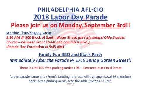 REMINDER: IBEW Local 98 Members & Families – 2018 Philadelphia Labor ...