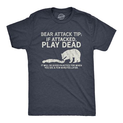 Mens Bear Attack Tip T Shirt Funny Camping Hiking Outdoor Adventure ...