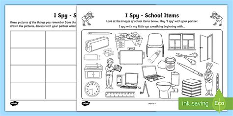 I Spy School Items Game