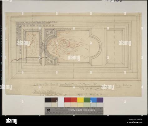 Biltmore, Asheville, North Carolina. Library. Study for ceiling design ...