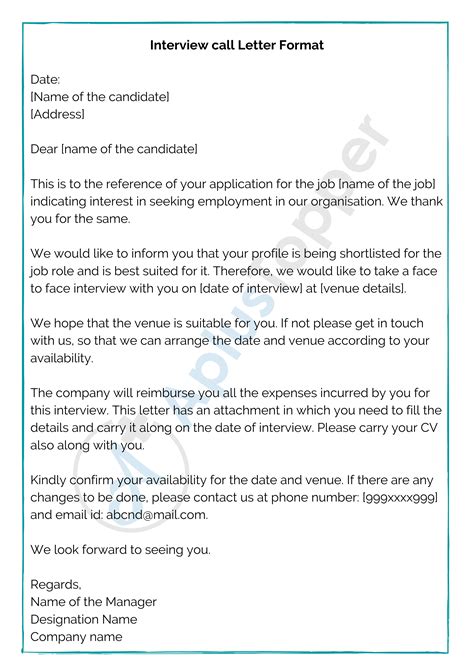 Interview Call Letter | Format, Interview Letter Samples, How to Write ...