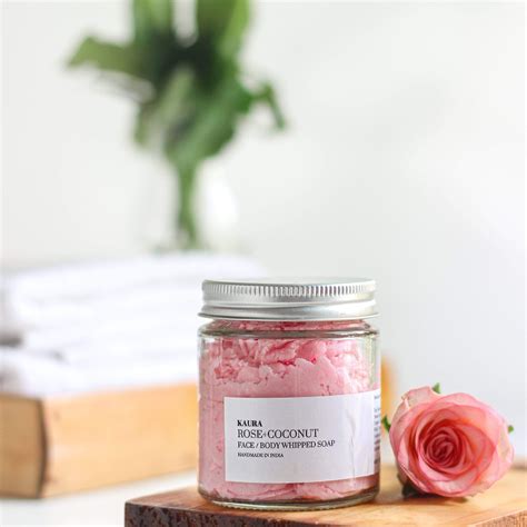 Organic Rose & Coconut Whipped Soap by Kaura India