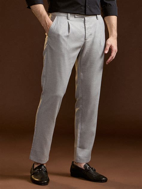 Men Grey Solid Regular Fit Formal Trouser – FYVA