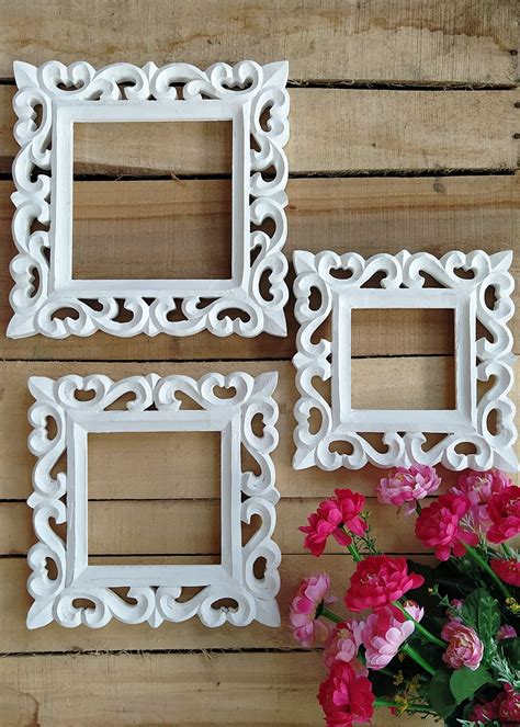 Get White Square Wooden Wall Frame Set or Photo Frame Set - 3 at ₹ 2199 ...