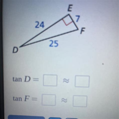 Find the tangents of the acute angles in the right triangle. Write each ...