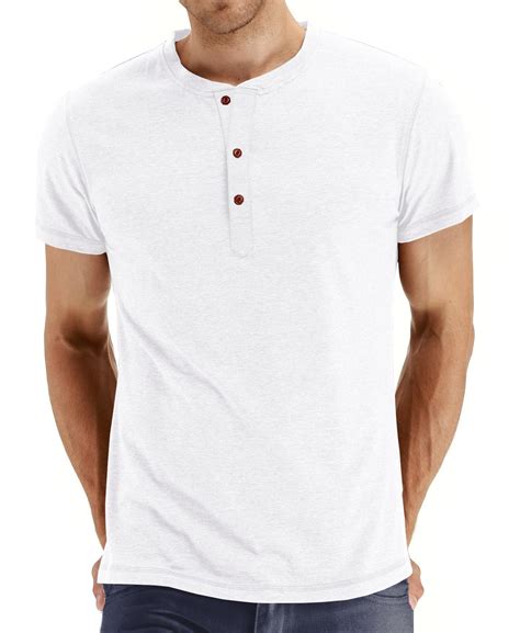 JWD Classic Cotton Mens Henley Shirt, Soft, Comfortable, Short Sleeve ...