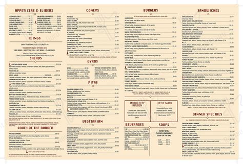 Menu at Great Lakes Coney Island restaurant, Farmington Hills