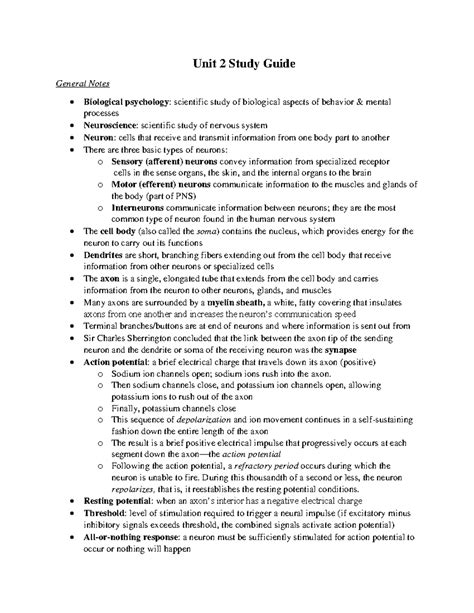 AP Psychology Unit 2 - AP Psych notes - Unit 2 Study Guide General ...