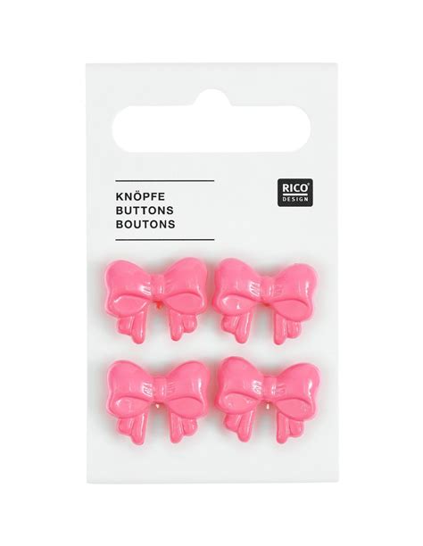 Carte de 4 boutons nœuds - Rose 18 x 15 mm Diamètres 18 mm