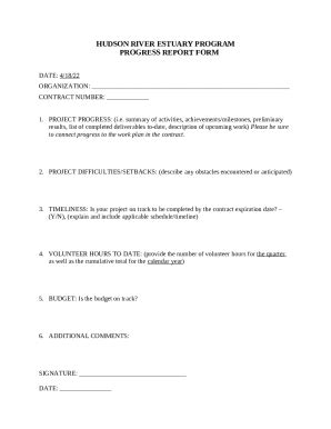 HUDSON RIVER ESTUARY PROGRAM PROGRESS REPORT Doc Template | pdfFiller