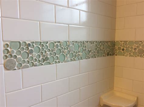 Subway tile with bubble accent tile. Shower Accent Tile, White Subway ...