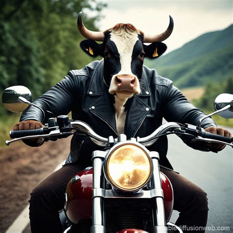 Cow Riding Motorcycle | Stable Diffusion Online