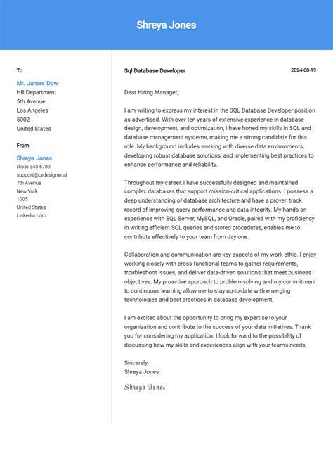 Image result for SQL Server Database Engineer Cover Letter Examples