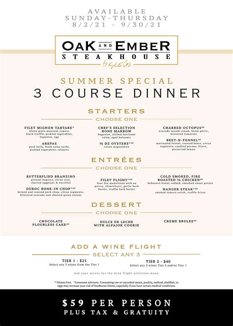 Summer Special - Oak & Ember Steakhouse