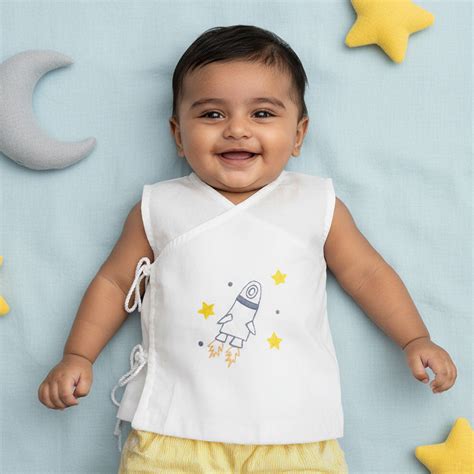 Keebee Organic Cotton Sleeveless Embroidered Baby Jabla - Rocket | Baby ...