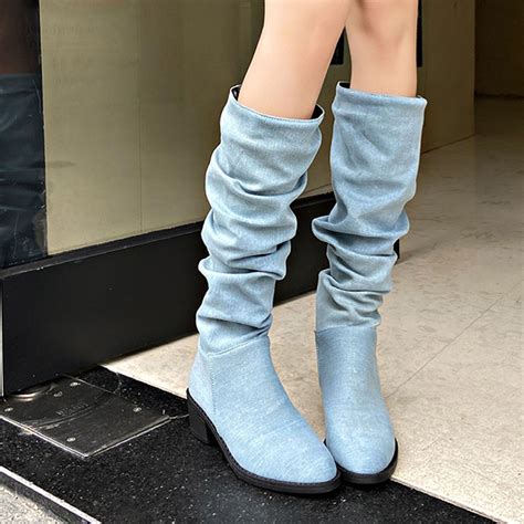 Fitoron Slouch Boots for Women 2023 Pointy Toe Knee High Zipper Warm ...