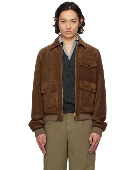 Drake's Heavyweight A2 Suede Bomber Jacket in Brown for Men | Lyst