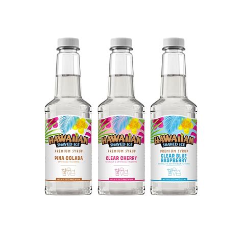 Amazon.com: Hawaiian Shaved Ice Syrup Assortment, 3 - 16oz Bottles of ...