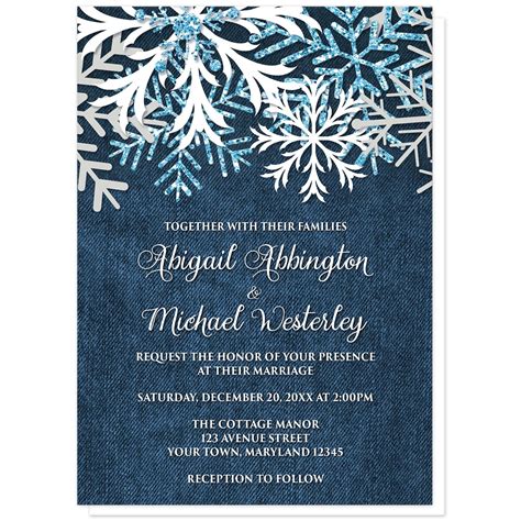 Rustic Snowflake Denim Winter Wedding Invitation | Unique for Winter ...