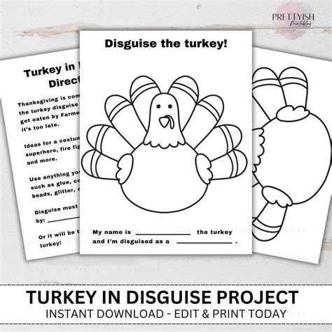 Turkey in Disguise Project, Turkey Printable, Thanksgiving Game, Turkey ...