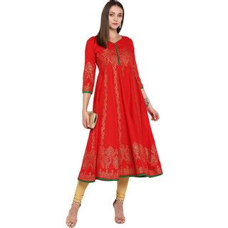 Buy G Red Block Printed Anarkali Kurta Online @ ₹699 from ShopClues