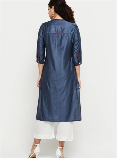 Buy Women Solid Three-Quarter Sleeves Straight Kurta Online at just Rs ...