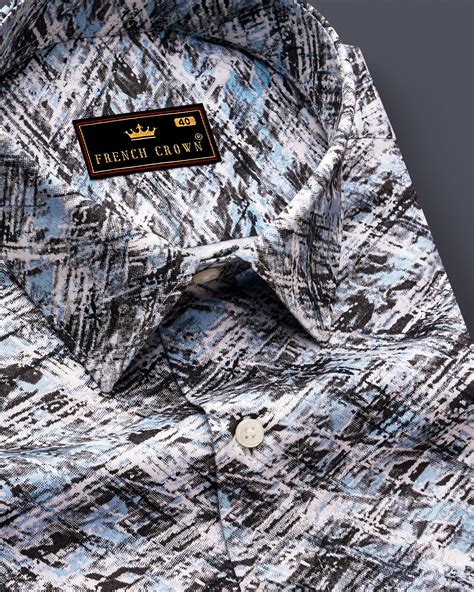 Bright White and Gainsboro Blue Formal/Casual Prints Premium Cotton ...