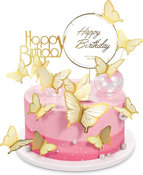 LANGPA 22-Piece Butterfly Cake Decorations with Happy India | Ubuy