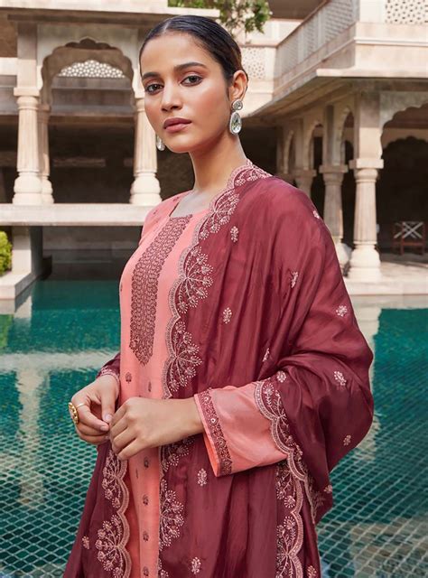 Party Wear Silk Jacquard Unstitched Salwar Suit Dress Materials – Stilento