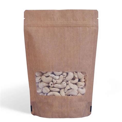 Stand Up Pouches - Kraft Paper Rectangle Window Stand Up Pouches ...