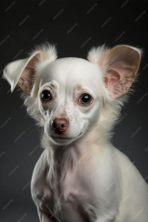 Premium Photo | Right Side Portrait of a Chiweenie White Short-Hair ...