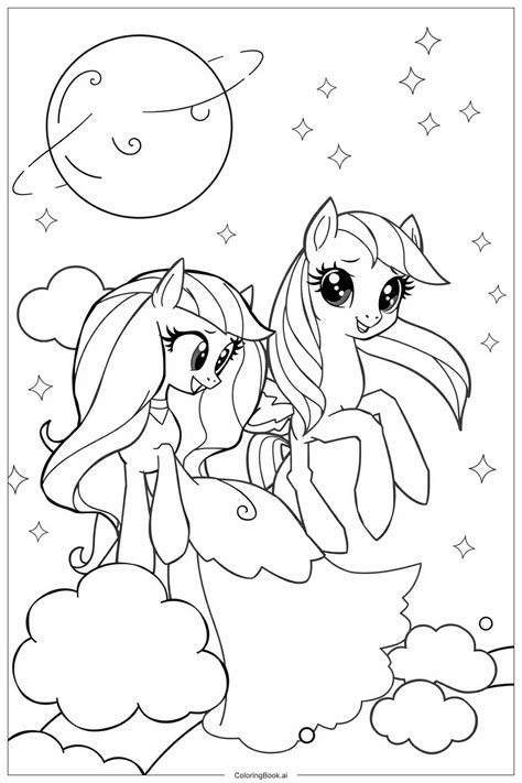 My Little Pony Celestia and Luna in the Sky Coloring Page (Free PDF&PNG ...