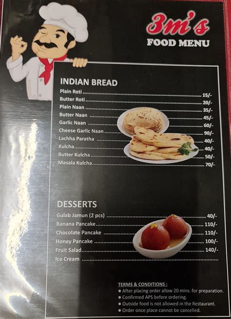 Menu at 3M Open Air Dining Bar, Siolim