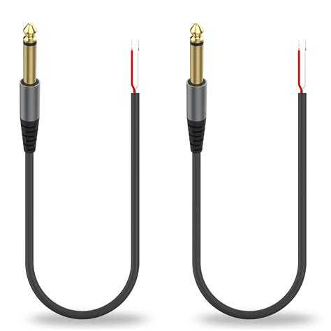 Buy HIEbee Replacement 6.35mm Male Plug to Bare Wire Open End TS 2 Pole ...