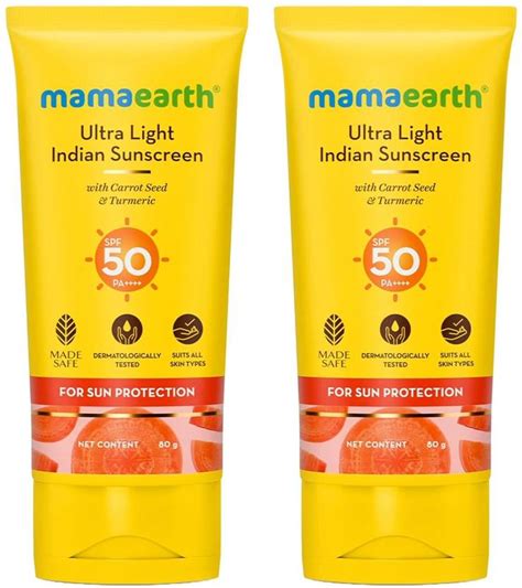 Mamaearth Sunscreen - SPF 50 PA+++ Ultra Light Indian Sunscreen with ...