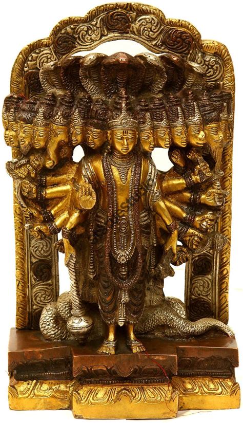 Brass Indian Hindu Lord Vishnu in His Cosmic Magnification Antique Sta ...