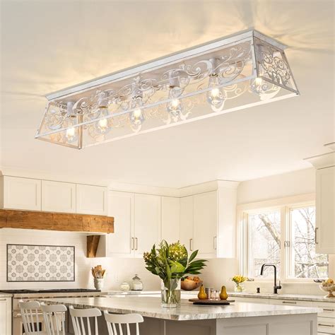 Garwarm 45.27" Modern Ceiling Light,6 Lights Dining Room Light Fixture ...