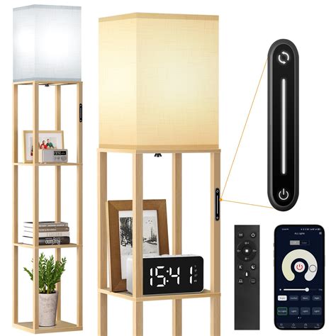 OUTON (Upgrade) Floor Lamp with Shelves, Touch Control & Remote ...
