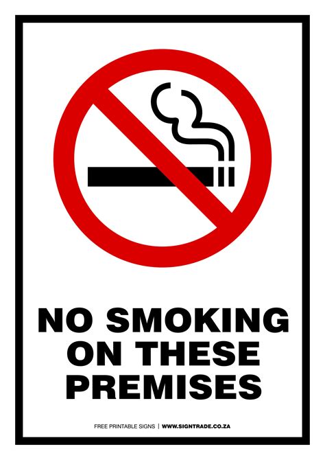 Printable No Smoking Sign