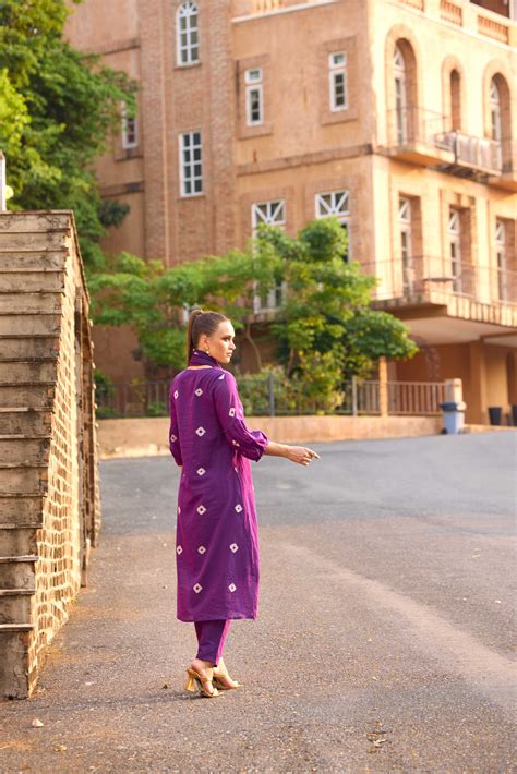 Neerus Purple Solid Anarkali Kurta and Trousers With Dupatta – Neerus India