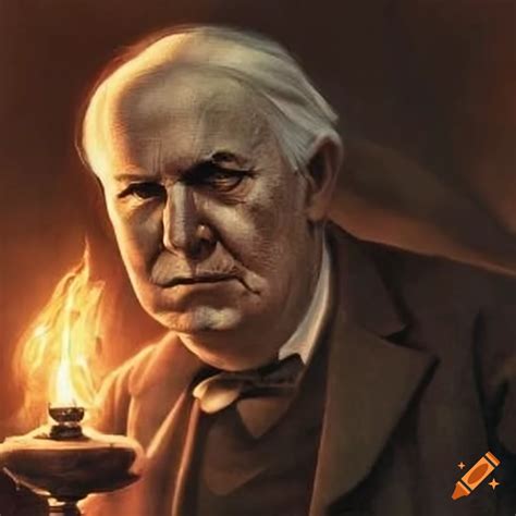 Depiction of Thomas Edison's lightbulb invention on Craiyon